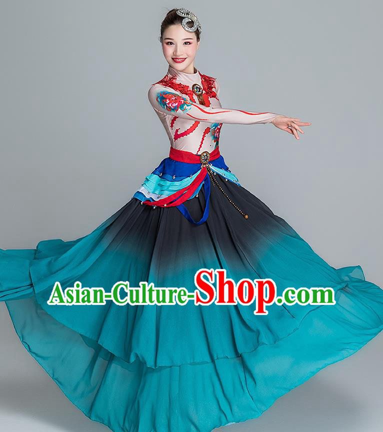 China Female Group Dance Stage Performance Costume Classical Dance Clothing Flying Dance Green Dress China Female Group Dance Stage Performance Costume Classical Dance Clothing Flying Dance Green Dress