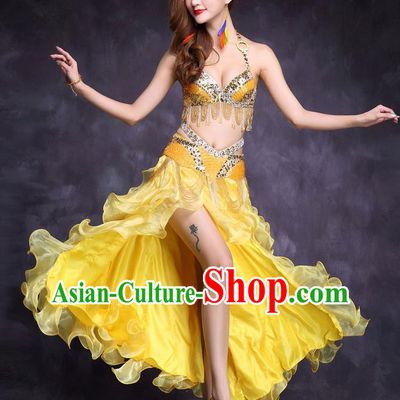 Asian India Raks Sharki Stage Performance Clothing Indian Traditional Belly Dance Yellow Sexy Uniforms
