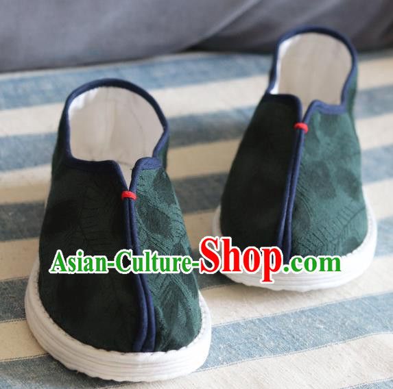 China Handmade Atrovirens Cloth Shoes National Woman Shoes China Handmade Atrovirens Cloth Shoes National Woman Shoes