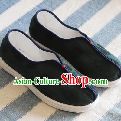 China Handmade Atrovirens Cloth Shoes National Woman Shoes