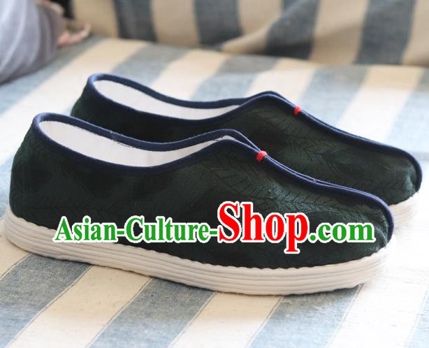 China Handmade Atrovirens Cloth Shoes National Woman Shoes China Handmade Atrovirens Cloth Shoes National Woman Shoes