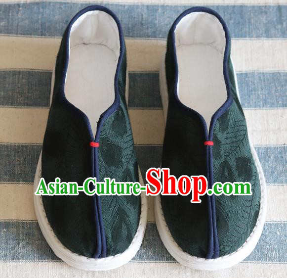 China Handmade Atrovirens Cloth Shoes National Woman Shoes China Handmade Atrovirens Cloth Shoes National Woman Shoes
