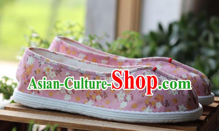 China National Woman Printing Pink Flax Shoes Handmade Multi Layered Cloth Shoes China National Woman Printing Pink Flax Shoes Handmade Multi Layered Cloth Shoes