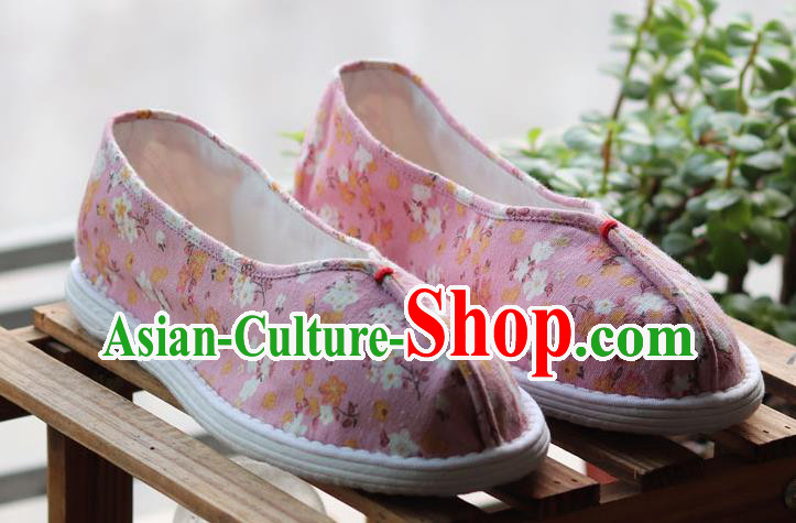 China National Woman Printing Pink Flax Shoes Handmade Multi Layered Cloth Shoes China National Woman Printing Pink Flax Shoes Handmade Multi Layered Cloth Shoes