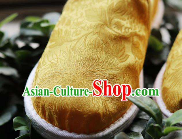 Chinese Handmade Satin Shoes Traditional Martial Arts Shoes Golden Brocade Shoes Chinese Handmade Satin Shoes Traditional Martial Arts Shoes Golden Brocade Shoes