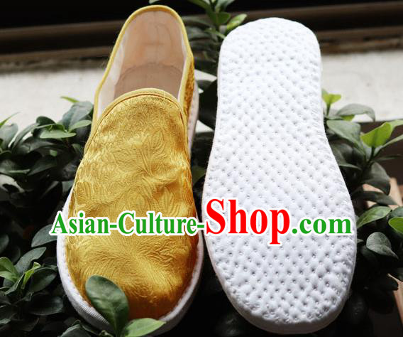 Chinese Handmade Satin Shoes Traditional Martial Arts Shoes Golden Brocade Shoes Chinese Handmade Satin Shoes Traditional Martial Arts Shoes Golden Brocade Shoes