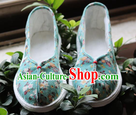 China Handmade Multi Layered Cloth Shoes National Woman Printing Green Flax Shoes China Handmade Multi Layered Cloth Shoes National Woman Printing Green Flax Shoes
