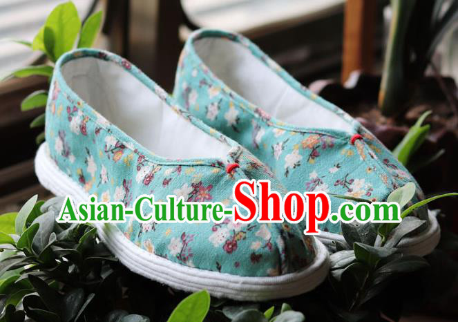 China Handmade Multi Layered Cloth Shoes National Woman Printing Green Flax Shoes China Handmade Multi Layered Cloth Shoes National Woman Printing Green Flax Shoes