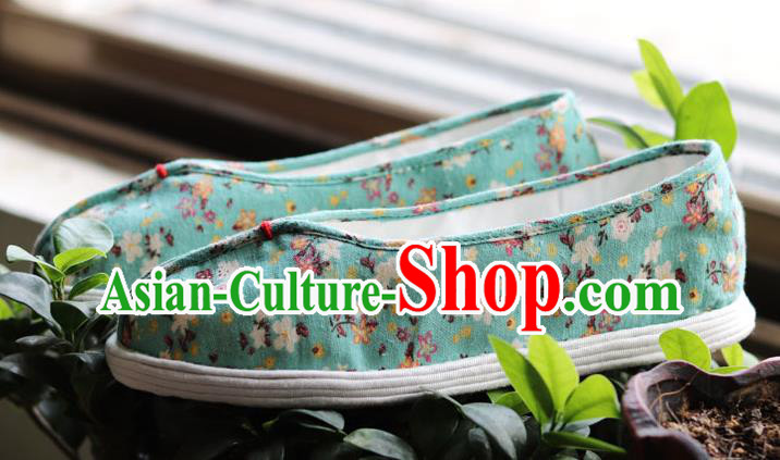 China Handmade Multi Layered Cloth Shoes National Woman Printing Green Flax Shoes China Handmade Multi Layered Cloth Shoes National Woman Printing Green Flax Shoes