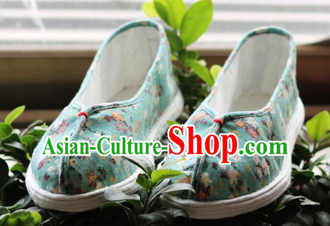 China Handmade Multi Layered Cloth Shoes National Woman Printing Green Flax Shoes China Handmade Multi Layered Cloth Shoes National Woman Printing Green Flax Shoes