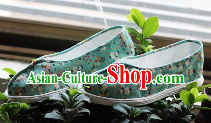 China Handmade Multi Layered Cloth Shoes National Woman Printing Green Flax Shoes China Handmade Multi Layered Cloth Shoes National Woman Printing Green Flax Shoes