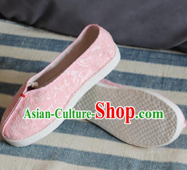 China Handmade Jacquard Pink Cloth Shoes National Woman Folk Dance Shoes China Handmade Jacquard Pink Cloth Shoes National Woman Folk Dance Shoes