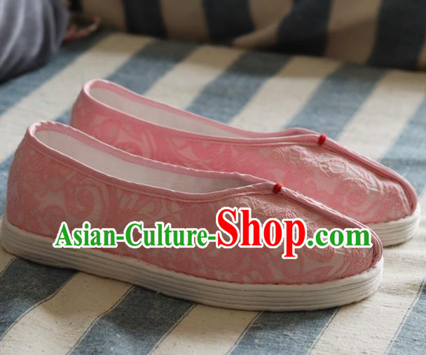 China Handmade Jacquard Pink Cloth Shoes National Woman Folk Dance Shoes China Handmade Jacquard Pink Cloth Shoes National Woman Folk Dance Shoes