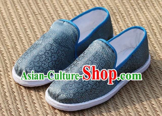 Chinese Traditional Martial Arts Shoes Classical Cloud Pattern Grey Brocade Shoes Handmade Shoes Chinese Traditional Martial Arts Shoes Classical Cloud Pattern Grey Brocade Shoes Handmade Shoes
