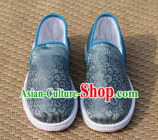 Chinese Traditional Martial Arts Shoes Classical Cloud Pattern Grey Brocade Shoes Handmade Shoes Chinese Traditional Martial Arts Shoes Classical Cloud Pattern Grey Brocade Shoes Handmade Shoes