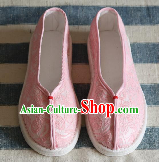 China Handmade Jacquard Pink Cloth Shoes National Woman Folk Dance Shoes China Handmade Jacquard Pink Cloth Shoes National Woman Folk Dance Shoes