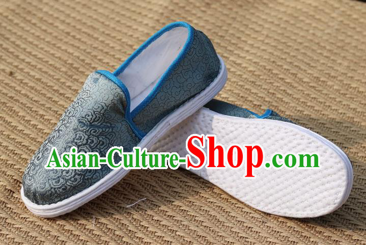 Chinese Traditional Martial Arts Shoes Classical Cloud Pattern Grey Brocade Shoes Handmade Shoes Chinese Traditional Martial Arts Shoes Classical Cloud Pattern Grey Brocade Shoes Handmade Shoes