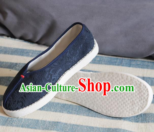 China National Woman Folk Dance Shoes Handmade Jacquard Navy Cloth Shoes China National Woman Folk Dance Shoes Handmade Jacquard Navy Cloth Shoes
