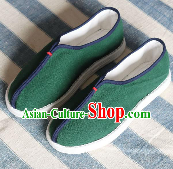 China National Old Beijing Woman Shoes Handmade Green Flax Shoes China National Old Beijing Woman Shoes Handmade Green Flax Shoes