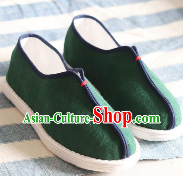 China National Old Beijing Woman Shoes Handmade Green Flax Shoes China National Old Beijing Woman Shoes Handmade Green Flax Shoes