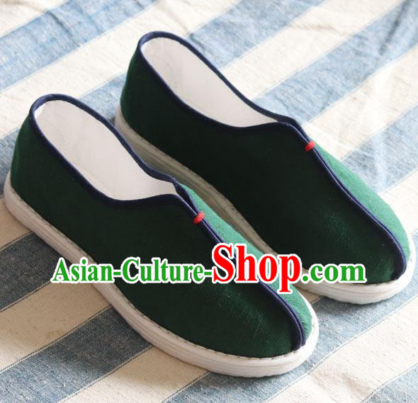 China National Old Beijing Woman Shoes Handmade Green Flax Shoes China National Old Beijing Woman Shoes Handmade Green Flax Shoes