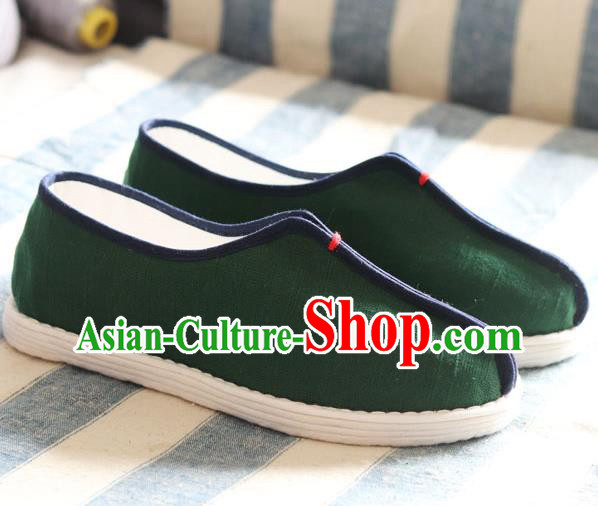 China National Old Beijing Woman Shoes Handmade Green Flax Shoes China National Old Beijing Woman Shoes Handmade Green Flax Shoes