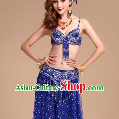 Asian Traditional Raks Sharki Oriental Dance Royalblue Bra and Skirt Uniforms Indian Belly Dance Performance Clothing