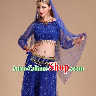 Asian Traditional Court Stage Performance Dress India Folk Dance Clothing Indian Belly Dance Royalblue Skirt Outfits