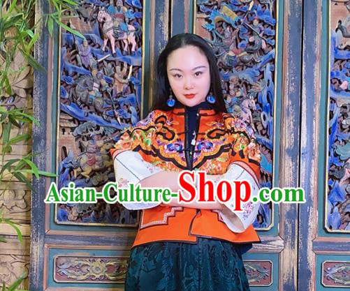 Chinese Traditional Embroidered Jacinth Silk Jacket National Tang Suit Short Coat Chinese Traditional Embroidered Jacinth Silk Jacket National Tang Suit Short Coat