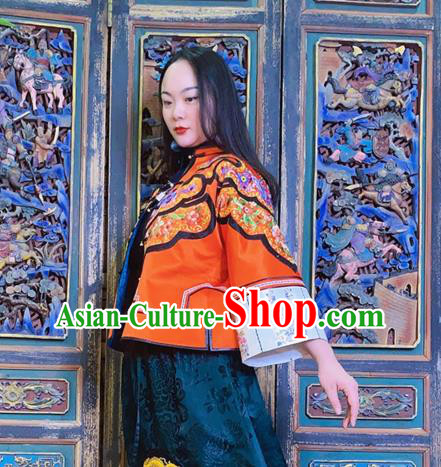 Chinese Traditional Embroidered Jacinth Silk Jacket National Tang Suit Short Coat Chinese Traditional Embroidered Jacinth Silk Jacket National Tang Suit Short Coat