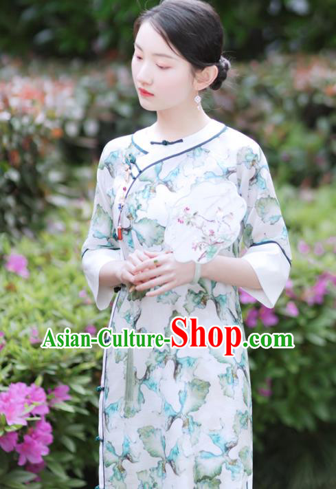 China Modern Cheongsam Clothing Traditional Printing Young Lady Qipao Dress China Modern Cheongsam Clothing Traditional Printing Young Lady Qipao Dress