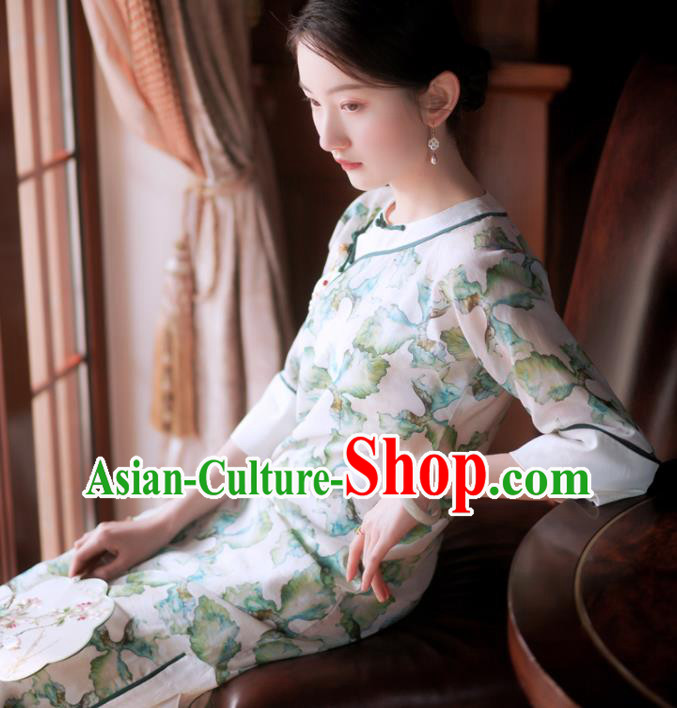 China Modern Cheongsam Clothing Traditional Printing Young Lady Qipao Dress China Modern Cheongsam Clothing Traditional Printing Young Lady Qipao Dress
