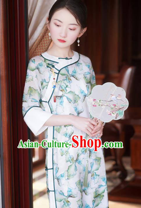 China Modern Cheongsam Clothing Traditional Printing Young Lady Qipao Dress China Modern Cheongsam Clothing Traditional Printing Young Lady Qipao Dress