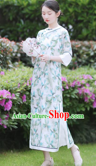 China Modern Cheongsam Clothing Traditional Printing Young Lady Qipao Dress China Modern Cheongsam Clothing Traditional Printing Young Lady Qipao Dress