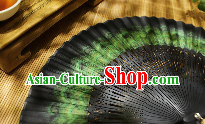 Chinese Handmade Folding Fan Classical Peacock Feather Pattern Fan Silk Accordion Chinese Handmade Folding Fan Classical Peacock Feather Pattern Fan Silk Accordion