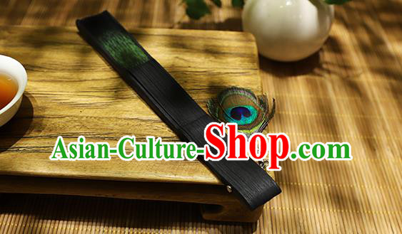 Chinese Handmade Folding Fan Classical Peacock Feather Pattern Fan Silk Accordion Chinese Handmade Folding Fan Classical Peacock Feather Pattern Fan Silk Accordion