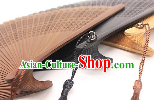 Chinese Carving Fan Classical Accordion Handmade Hollow Brown Bamboo Folding Fan Chinese Carving Fan Classical Accordion Handmade Hollow Brown Bamboo Folding Fan