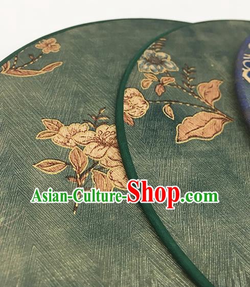 China Printing Flowers Fan Classical Green Silk Fan Handmade Circular Fan China Printing Flowers Fan Classical Green Silk Fan Handmade Circular Fan
