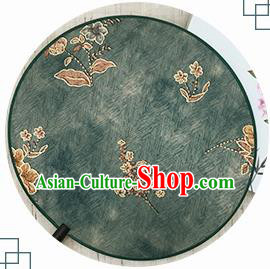 China Printing Flowers Fan Classical Green Silk Fan Handmade Circular Fan China Printing Flowers Fan Classical Green Silk Fan Handmade Circular Fan