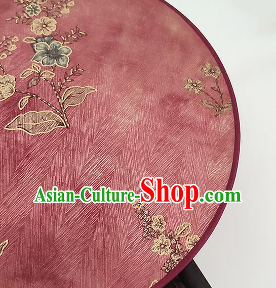 China Classical Wedding Fan Handmade Circular Fan Printing Flowers Red Silk Fan China Classical Wedding Fan Handmade Circular Fan Printing Flowers Red Silk Fan