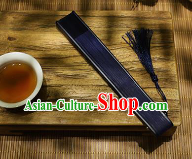 Chinese Handmade Silk Folding Fan Classical Blue Accordion Hollow Bamboo Fan Chinese Handmade Silk Folding Fan Classical Blue Accordion Hollow Bamboo Fan