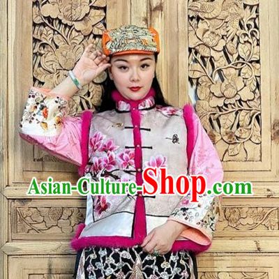 Chinese Traditional Silk Waistcoat Winter Female Clothing Embroidered Mangnolia Vest