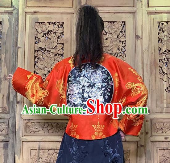 Chinese Traditional Embroidered Red Silk Jacket Tang Suit Outer Garment Chinese Traditional Embroidered Red Silk Jacket Tang Suit Outer Garment