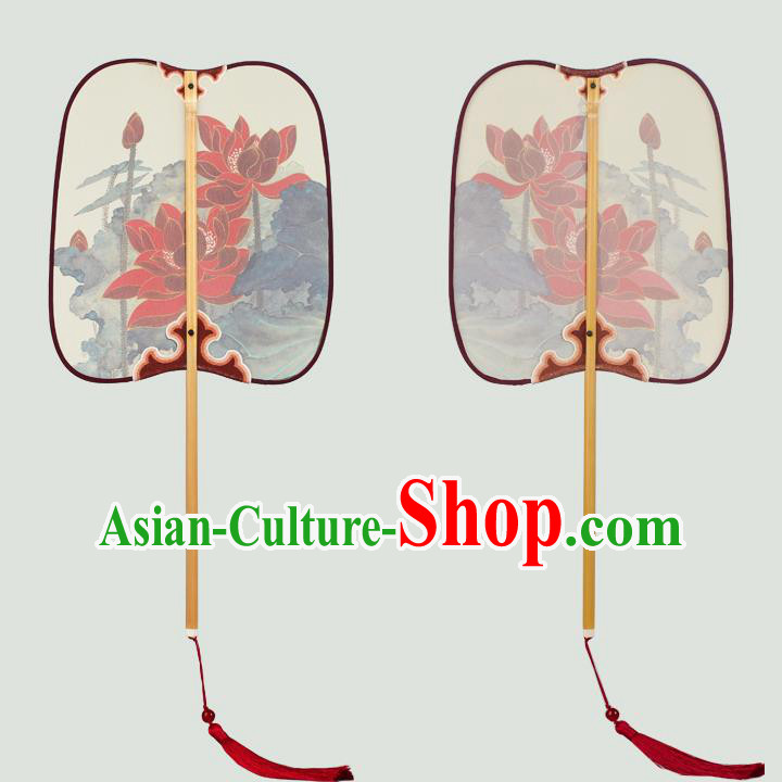 China Traditional Printing Red Lotus Palace Fan Classical Dance Fan Handmade Hanfu Silk Fan China Traditional Printing Red Lotus Palace Fan Classical Dance Fan Handmade Hanfu Silk Fan
