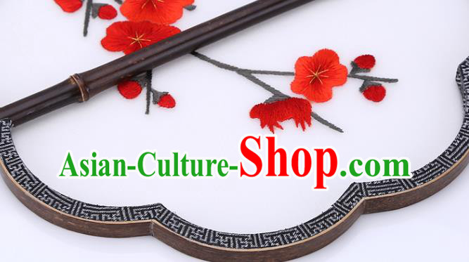 China Traditional Embroidered Red Plum Palace Fan Classical Dance Fan Handmade White Silk Fan China Traditional Embroidered Red Plum Palace Fan Classical Dance Fan Handmade White Silk Fan