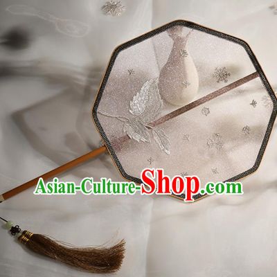 China Traditional Embroidered Hanfu Fan Classical Dance Palace Fan Handmade Silk Octagon Fan