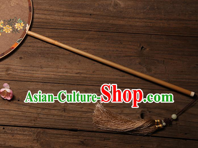 China Traditional Song Dynasty Princess Circular Fan Classical Palace Fan Handmade Brown Silk Fan China Traditional Song Dynasty Princess Circular Fan Classical Palace Fan Handmade Brown Silk Fan