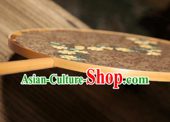 China Traditional Song Dynasty Princess Circular Fan Classical Palace Fan Handmade Brown Silk Fan China Traditional Song Dynasty Princess Circular Fan Classical Palace Fan Handmade Brown Silk Fan