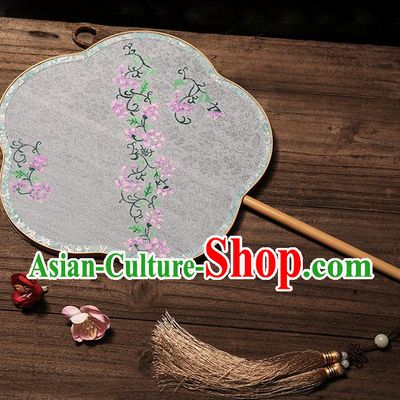 China Classical Dance Fan Handmade Painting Silk Fan Traditional Plum Blossom Palace Fan