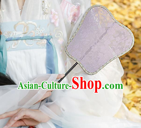 China Classical Lilac Silk Fan Handmade Palace Fan Traditional Song Dynasty Princess Fan China Classical Lilac Silk Fan Handmade Palace Fan Traditional Song Dynasty Princess Fan